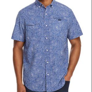 Vineyard Vines Harbor Shirt Surf No Turf Short Sleeve Fish Print Button Down XL